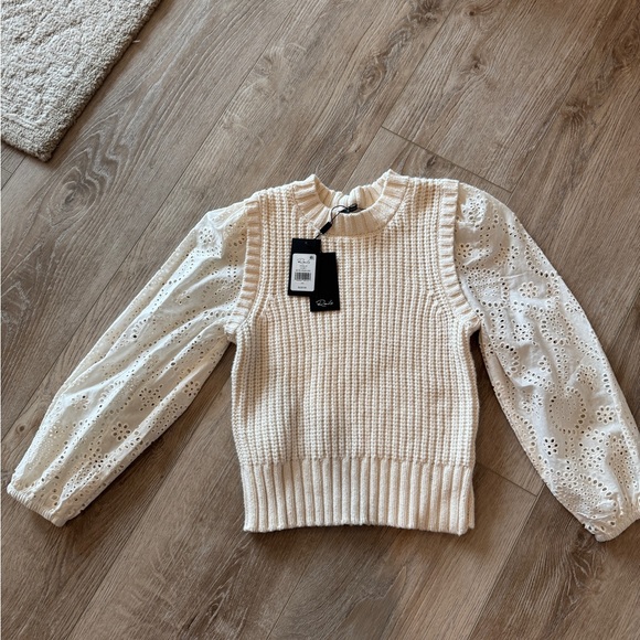 NWT Rails Dhalia Ivory Sweater with Eyelet Sleeves - Picture 2 of 6